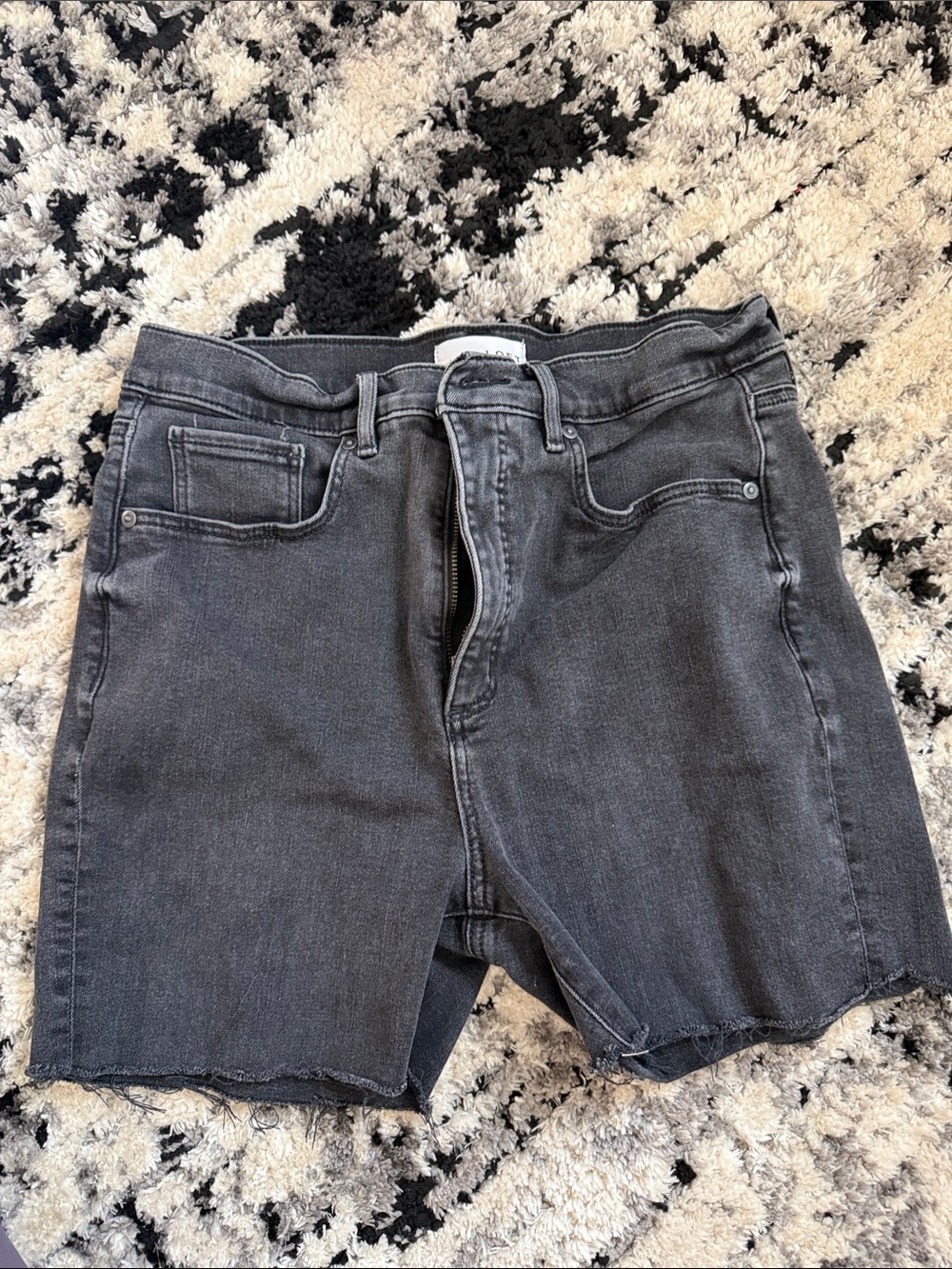 LOFT Washed Black High-Rise Denim Shorts